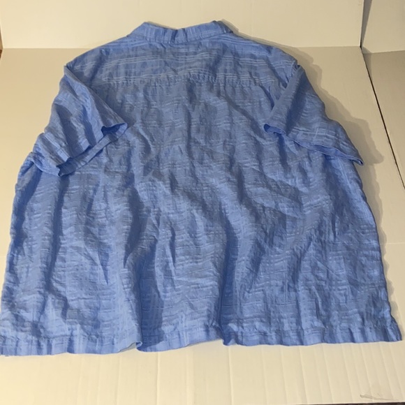 Caribbean Men’s 3XB Linen Cotton Blend Blue Hawaiian Shirt - Picture 2 of 5